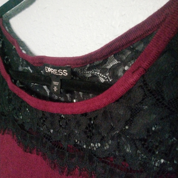Medium maroon sweater with laced top, Express - Picture 4 of 4
